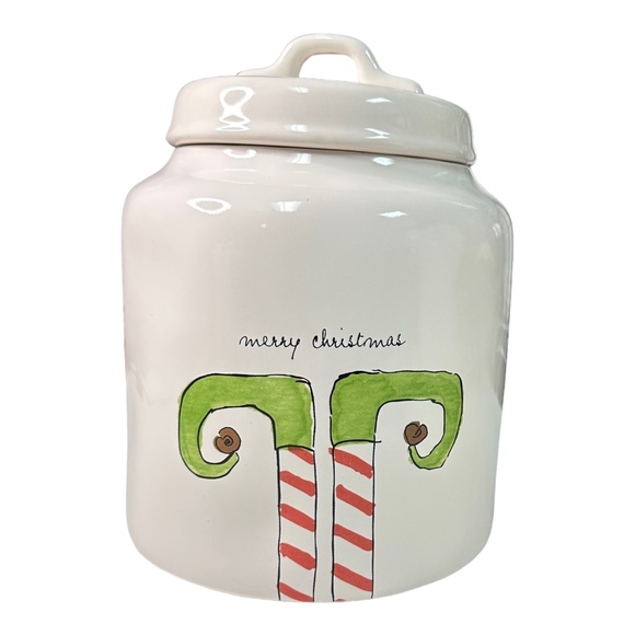 Rae Dunn "MERRY CHRISTMAS" Elf Feet Chubby Canister - Picture 1 of 1